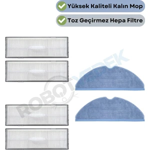 Roborock S7 Siyah Uyumlu Yedek Hepa Filtre ve Mop-6 Parça