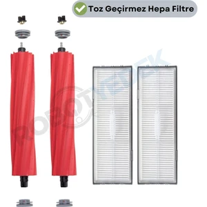 Roborock S7 Maxv, S7 Maxv Ultra Uyumlu Yedek Ana Fırça ve Hepa Filtre-4 Parça