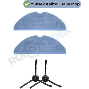 Roborock S8, S8+ Uyumlu Yedek Mop ve Yan Fırça-4 Parça