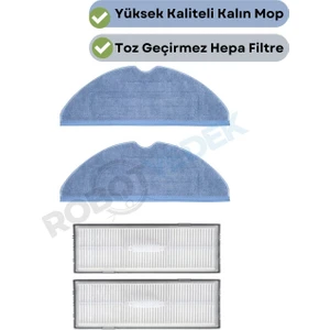Roborock S8, S8+ Uyumlu Yedek Mop ve Hepa Filtre-4 Parça