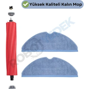 Roborock S7 Beyaz Uyumlu Yedek Ana Fırça ve Mop-3 Parça