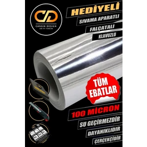 Gümüş Varak Folyo Kandinden Yapışkanlı Krom Folyo. Dolap, Masa, Beyaz Eşya, Kaplama Folyosu