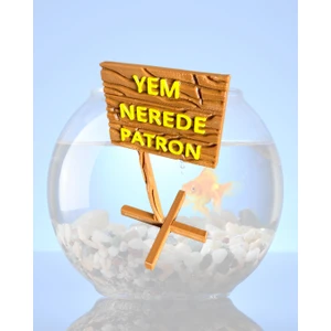 Akvaryum Dekoru - Yem Nerede Patron (Ahşap Desenli)
