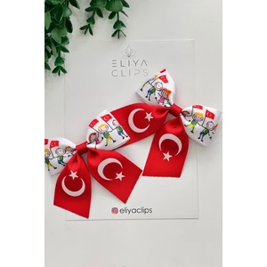 2'li 23 Nisan Tokası Gösteri Tokası Kırmızı Kurdele Toka Bayraklı Toka Çocuk Tokası