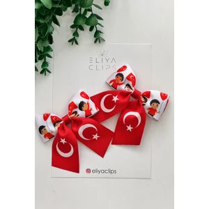 2'li 23 Nisan Tokası Adet Gösteri Tokası Kırmızı Kurdele Toka Bayraklı Toka Çocuk Tokası