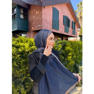 F Desen Yaldızlı Kenarı Simli Pamuk Ipek Şal Yeni Sezon