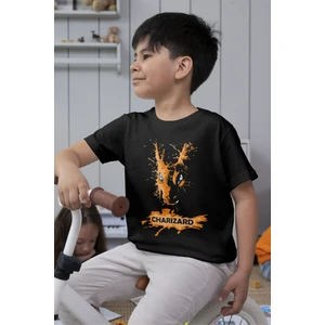 Pokemon Tshirt Charizard Çocuk Tişört Siyah