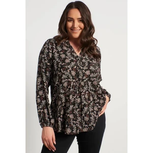 V Yaka Önü Büzgülü Bluz