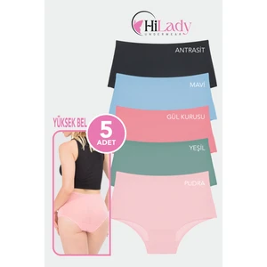 Kadın Külot 5'li Paket Yüksek Bel Külot Koyu Soft, Likralı Pamuklu Kumaş