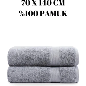 Ikili Banyo Duş Havlu Seti  Pamuk Çizgi Desenli 70 x 140  cm