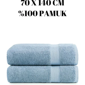 Ikili Banyo Duş Havlu Seti  Pamuk Çizgi Desenli 70 x 140  cm