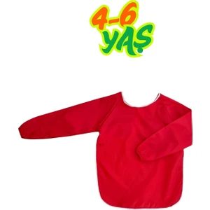 Kırmızı Sıvı Geçirmez Boyama Önlüğü M Beden 4-6 Yaş