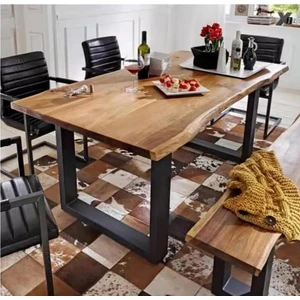 Ahşap Kütük Yemek Masası / Toplantı Masası / Çalışma Masası U Ayak