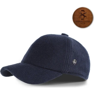 Karnas Şapka Lacivert Yünlü Kaşe Kışlık Kumaş Erkek Spor Şapka / Terletmez Saten Astar