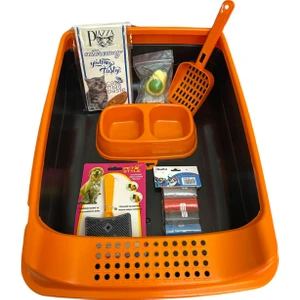 Elekli Açık Kedi Tuvalet Seti - 7 Parça   **turuncu