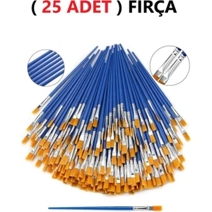( 25 Adet ) Resim Fırçası Sentetik Fırça Ekonomik Suluboya Akrilik Boya Guaj Boya Yağlı Boya Fırçası