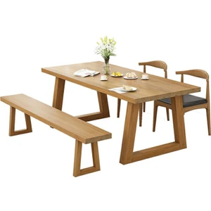 Ahşap Yemek Masası / Ağaç Toplantı Masası / Çalışma Masası - Ahşap Ayaklı