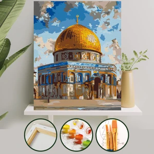 Sayılarla Boyama Tuval Seti Fırça Boya Dahil (Çıtalı) 40X50 cm - Mescid-I Aksa