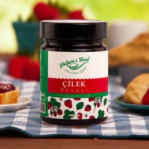 Nature's Food Çilek Reçeli Premium Series 400 gr Cam Şişe %65 Çilek Doğal İçerik Doğal Tat