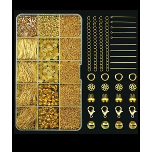 Yiğit Aksesuar 1250 Adet Gold Bileklik Kolye Takı Yapım Seti Uzatma Zincirli El Işi Malzemeleri