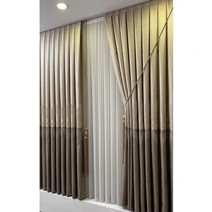 Ufuk Perdepano Fon Viyana Krem-Kahve (Tek Kanat)