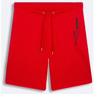 Erkek Basıc Fermuarlı Baskılı Kırmızı Şort