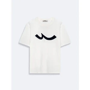 Erkek Kısa Kollu Sıfır Yaka Sıgn Baskılı Regular Beyaz T-shırt