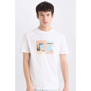 %100 Pamuk Regular Fit Bisiklet Yaka Baskılı Kısa Kollu Tişört E0584AX25SM