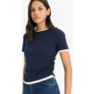 Slim Fit Dar Kesim Bisiklet Yaka Ribana Kısa Kollu Tişört F3504AX25SM
