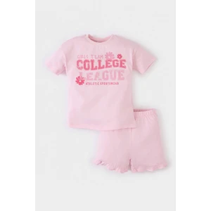 Kız Bebek 2'li Takım Baskılı Kısa Kollu Tişört Beli Lastikli Şort E0722A525SM