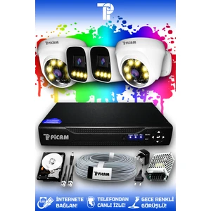 4 Kameralı Zebra 2 İç Kamera Set 320 GB HDD Full HD Renkli Gece Görüşlü Güvenlik Kamerası Sistemi