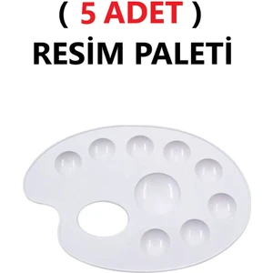 ( 5 Adet ) Resim Boya Paleti - Plastik Palet, Okul Ressam Paleti - 20 cm - 9 Göz