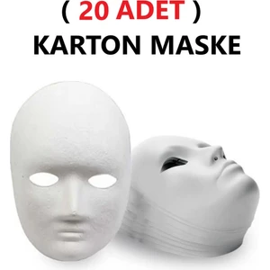 20 Adet, Karton Maske, Boyanabilir, Eğitici Maske Boyama, Etkinlik ve Hobi Maskesi