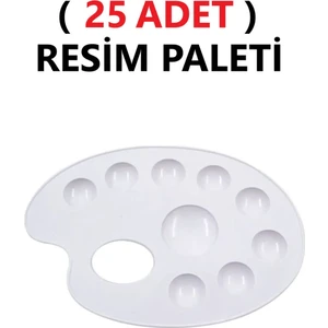 ( 25 Adet ) Resim Boya Paleti - Plastik Palet, Okul Ressam Paleti - 20 cm - 9 Göz
