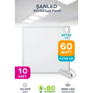 60X60 LED Panel 60W Beyaz Işık 6500 -10 Adet