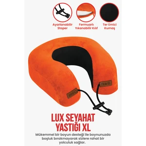 Lux Ortopedik Seyahat Yastığı Visco Boyun Destekli Seyahat Yastığı - Turuncu | Ergo Travel