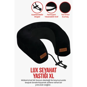 Lux Ortopedik Seyahat Yastığı Visco Boyun Destekli Seyahat Yastığı - Siyah | Ergo Travel