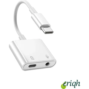 Type-C + 3.5mm Jack Çoklayıcı Dönüştürücü | Şarj + Kulaklık | Usb-C Splitte