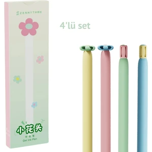 Mavi Mürekkepli Daisy (Papatya )Jel Kalem 4'lü set
