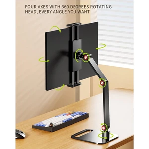 Taşınabilir Monitör Standı Ayarlanabilir 360° Dönebilen Braket Tablet Tutucu Masaüstü Kelepçesiyle Uyumlu (Yurt Dışından)