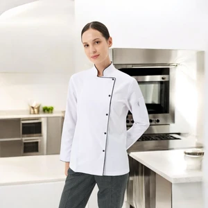 Dinçer Atakan İş Elbiseleri Chefpro Elite Şef Ceketi Kadın Beyaz Alpaka Aşçı Kıyafeti