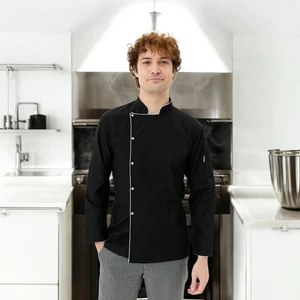 Dinçer Atakan İş Elbiseleri Chefpro Elite Şef Ceketi Erkek Siyah Alpaka Aşçı Kıyafeti