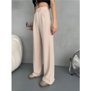 Kadın Likralı Cırt Kapama Geniş Paça Palazzo Pantolon