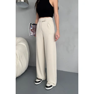 Kadın Likralı Cırt Kapama Geniş Paça Palazzo Pantolon