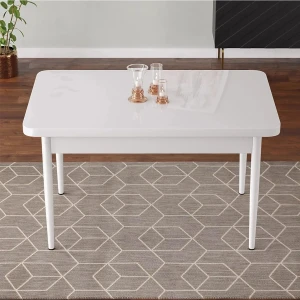 Sar Pakete Lois Beyaz 70X110 Mdf Ahşap Ayaklı Kaliteli Sabit Mutfak Masası