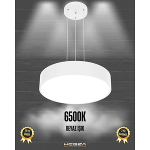 Hegza Lighting Drum 40cm (Beyaz Kasa, Beyaz Işık) Ledli Modern Sarkıt LED Avize