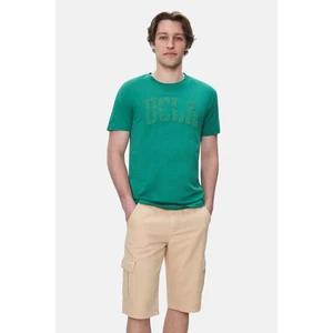 CULVER Yeşil Bisiklet Yaka Baskılı Standard Fit Erkek Tshirt