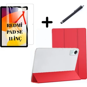 Xiaomi Redmi Pad SE 11inç Kılıf SET PU Deri Smart Tablet Kilifi Ekran Koruyucu + Kalem