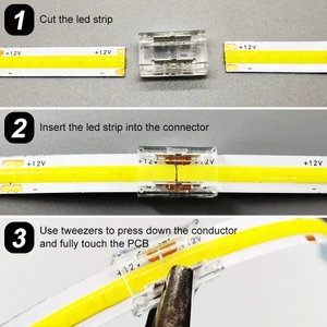 4 Adet Şeffaf Düz Taraflı Bağlantı Şerit LED Cob Konnektörleri Kapak Konnektör 2pin 8mm LED Işıklar Lehimsiz