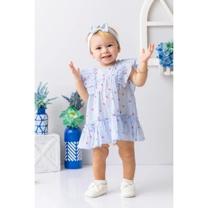 Kız Bebek Mercan Desenli Fırfırlı Elbise - Desenli